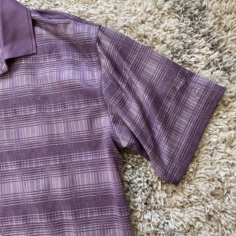 PGA Tour Mens Large Purple Plaid Textured‎ Short Sleeve Golf Polo Shirt - Picture 5 of 15